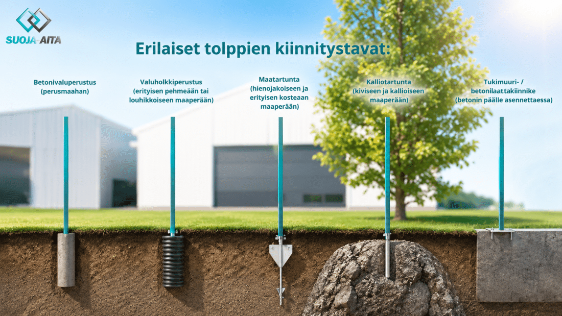 Aidan pylväiden perustaminen erilaisiin maaperiin