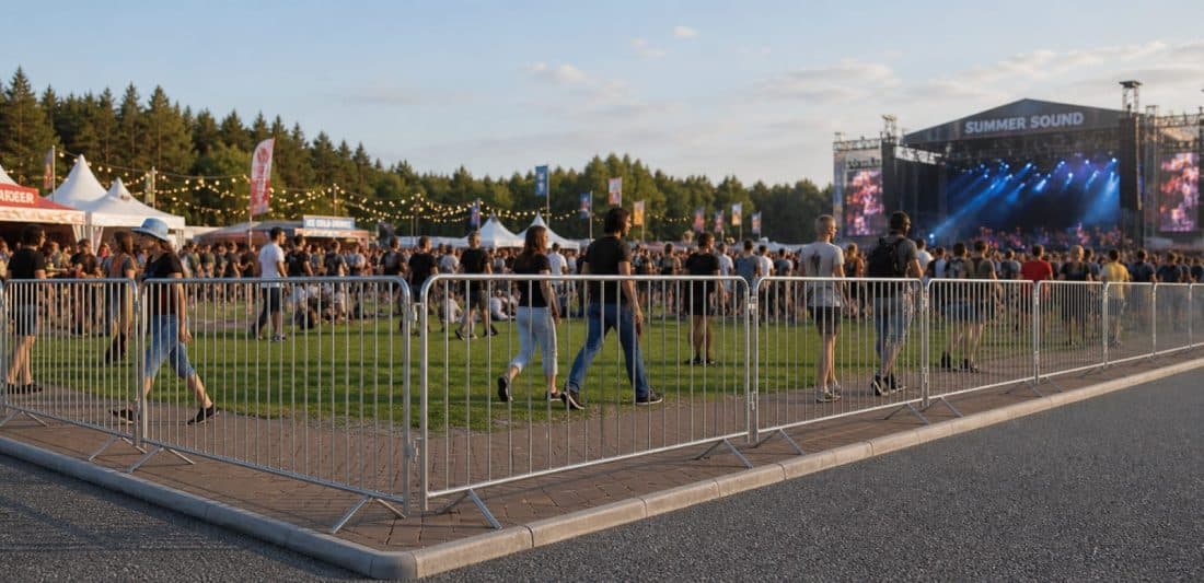 Kulkuesteaita yleisötapahtumassa asennettuna